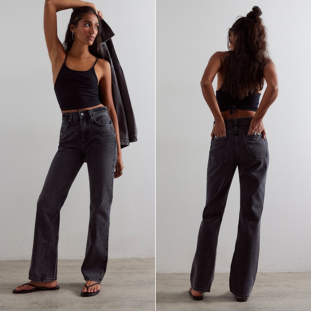 Free People Black High-Waisted Jeans